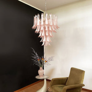 Pink Glass Petals Chandelier