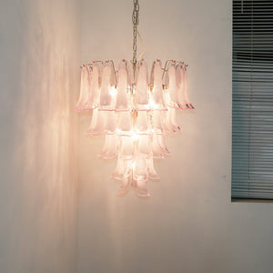 Pink Glass Petals Chandelier