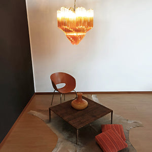 Glass Pink Prism Chandelier