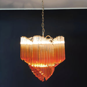 Glass Pink Prism Chandelier