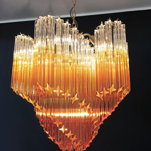 Glass Pink Prism Chandelier