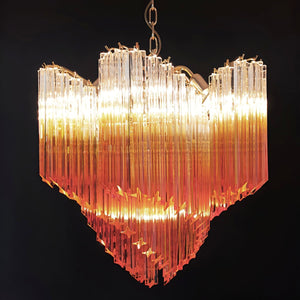 Glass Pink Prism Chandelier