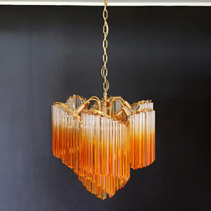 Glass Pink Prism Chandelier
