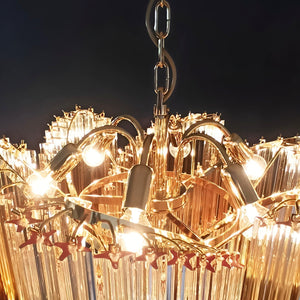 Glass Pink Prism Chandelier