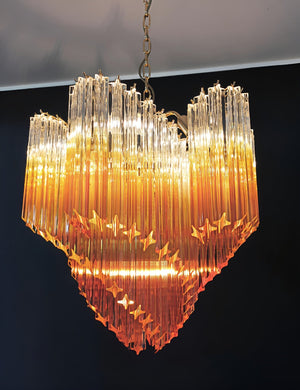 Glass Pink Prism Chandelier