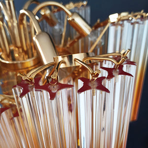 Glass Pink Prism Chandelier