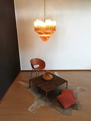 Glass Pink Prism Chandelier