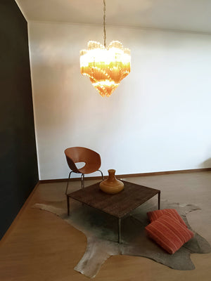 Glass Pink Prism Chandelier