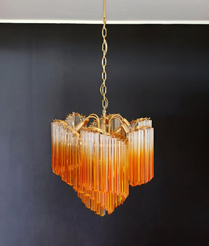 Glass Pink Prism Chandelier