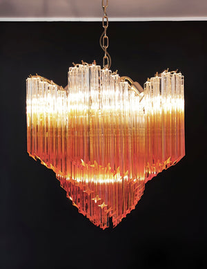 Glass Pink Prism Chandelier