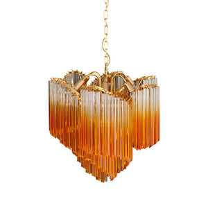 Glass Pink Prism Chandelier