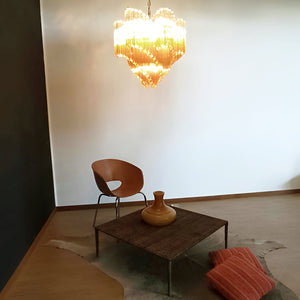 Glass Pink Prism Chandelier
