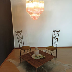 Glass Pink Prism Chandelier