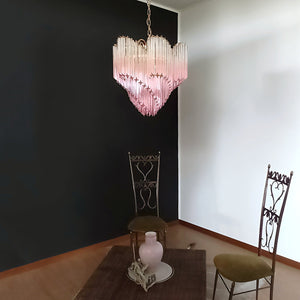 Glass Pink Prism Chandelier