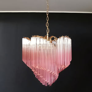 Glass Pink Prism Chandelier