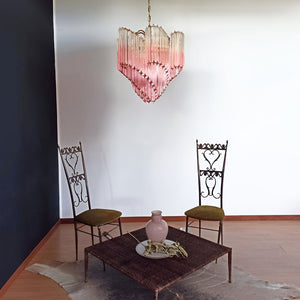 Glass Pink Prism Chandelier