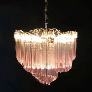 Glass Pink Prism Chandelier