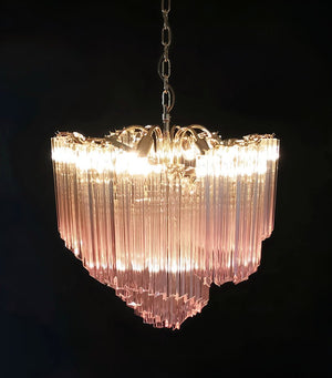 Glass Pink Prism Chandelier