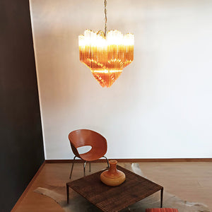 Glass Pink Prism Chandelier