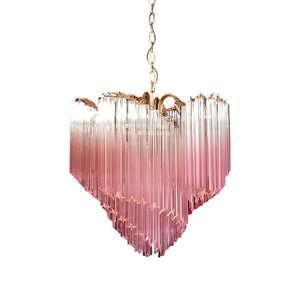Glass Pink Prism Chandelier
