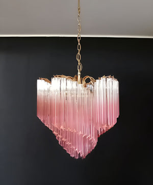 Glass Pink Prism Chandelier