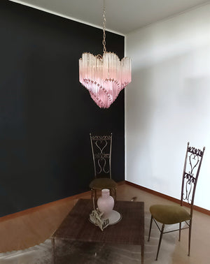 Glass Pink Prism Chandelier