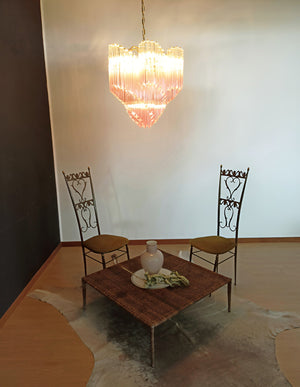 Glass Pink Prism Chandelier