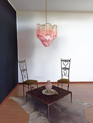 Glass Pink Prism Chandelier