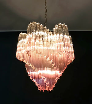 Glass Pink Prism Chandelier