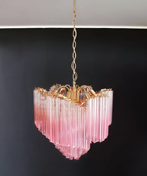 Glass Pink Prism Chandelier