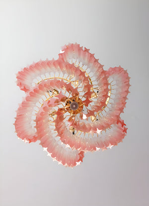 Glass Pink Prism Chandelier