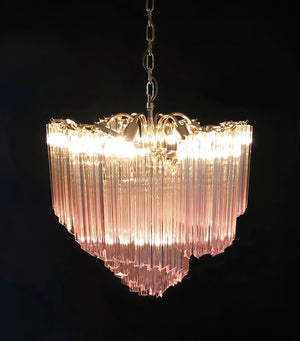 Glass Pink Prism Chandelier