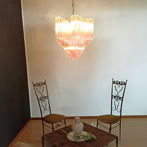 Glass Pink Prism Chandelier