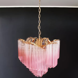 Glass Pink Prism Chandelier