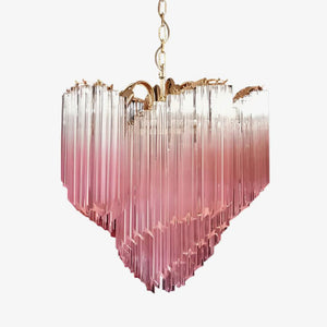 Glass Pink Prism Chandelier
