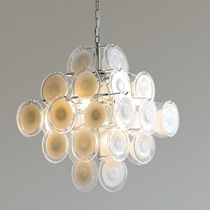Disc White Glass Chandelier