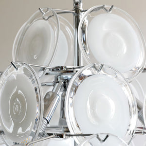 Disc White Glass Chandelier