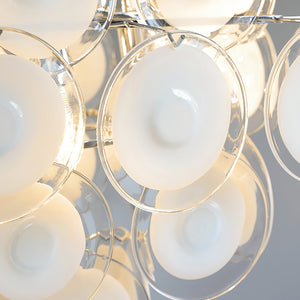 Disc White Glass Chandelier