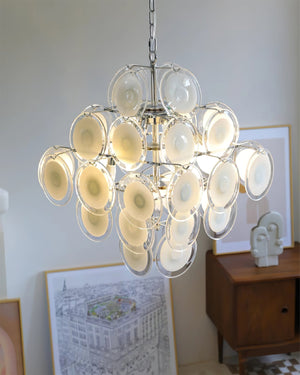 Disc White Glass Chandelier