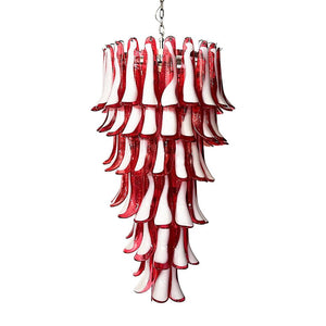 Glass Red Petals Spiral Chandelier