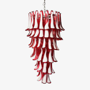 Glass Red Petals Spiral Chandelier