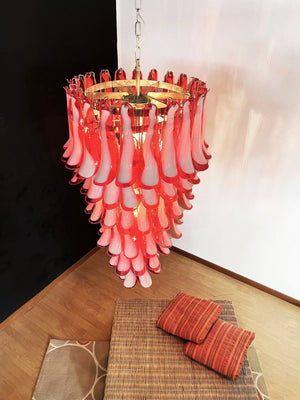 Glass Red Petals Spiral Chandelier