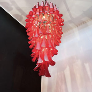 Glass Red Petals Spiral Chandelier