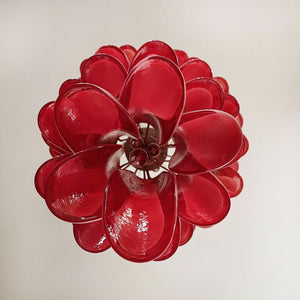 Glass Red Petals Spiral Chandelier