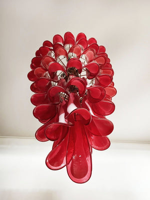 Glass Red Petals Spiral Chandelier