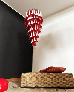 Glass Red Petals Spiral Chandelier