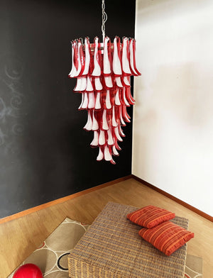Glass Red Petals Spiral Chandelier