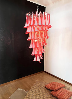 Glass Red Petals Spiral Chandelier