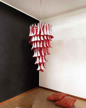 Glass Red Petals Spiral Chandelier