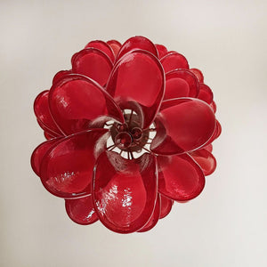 Glass Red Petals Spiral Chandelier